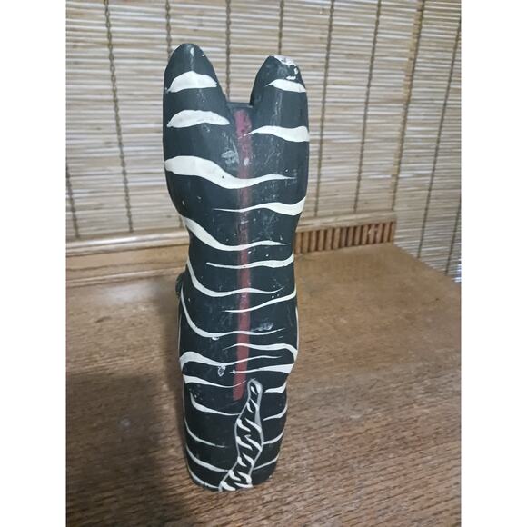 Vintage Laurel Burch Style Folk Art Black And White Wood Cats - Picture 9 of 10